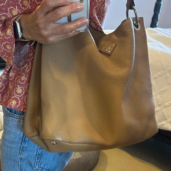 Prada Tan Soft Pebble Leather Shoulder Bag - Picture 8 of 11